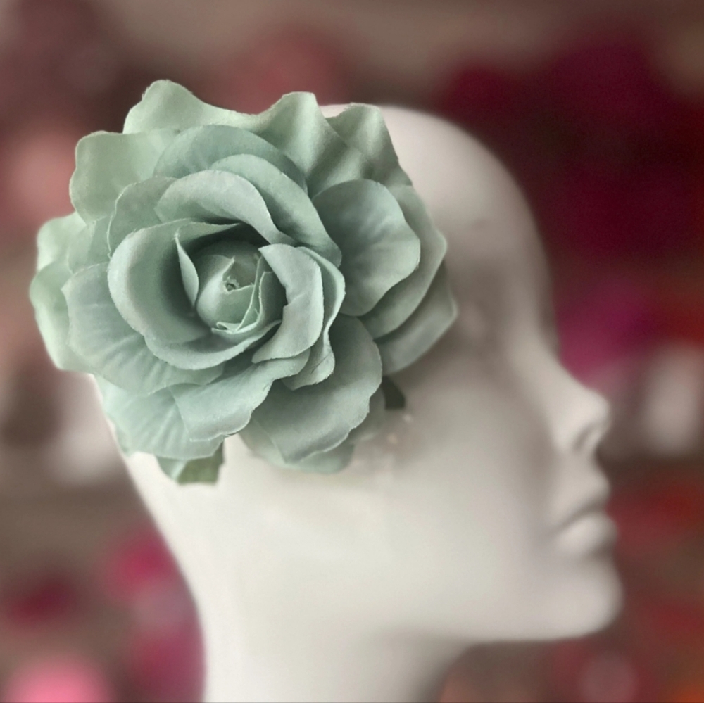 Mint Green Floral Hair Clip